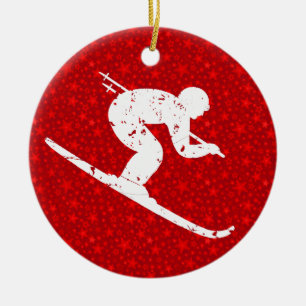 Personalize it, Skier Ceramic Ornament