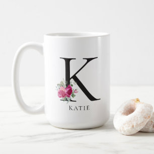 Personalize It! Sweet Peonies Initial 15oz Mug