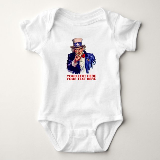 Personalize It Uncle Sam Baby Bodysuit (Front)