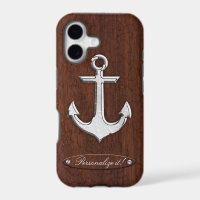 Personalize it! Wet Nautical Mahogany Anchor Steel