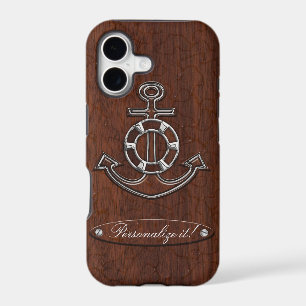 Personalize it! Wet Nautical Mahogany Anchor Steel