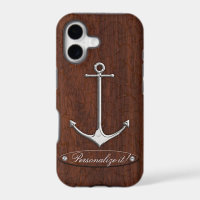 Personalize it! Wet Nautical Mahogany Anchor Steel