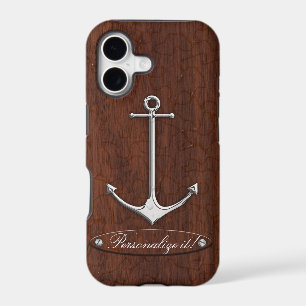 Personalize it! Wet Nautical Mahogany Anchor Steel