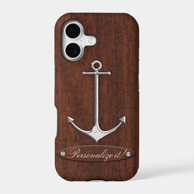 Personalize it! Wet Nautical Mahogany Anchor Steel (Back)