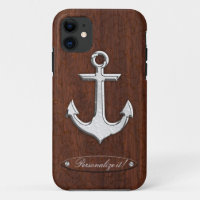 Personalize it! Wet Nautical Mahogany Anchor Steel