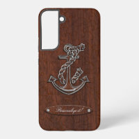 Personalize it! Wet Nautical Mahogany Anchor Steel