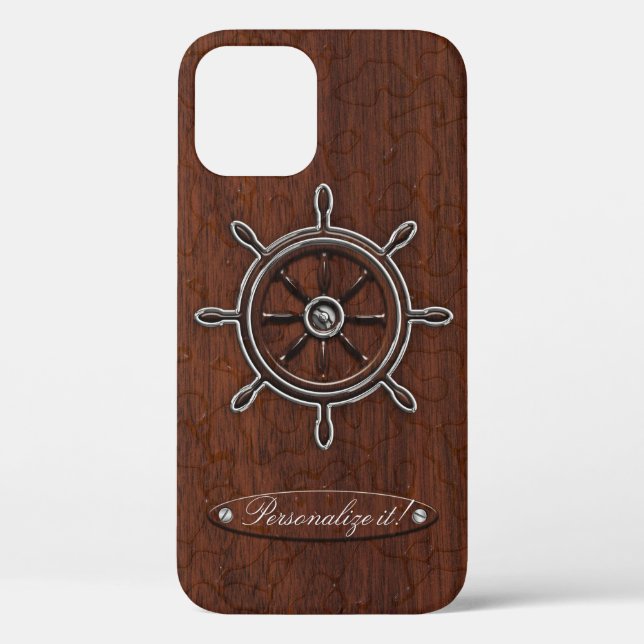 Personalize it! Wet Nautical Mahogany Wheel Case-Mate iPhone Case (Back)