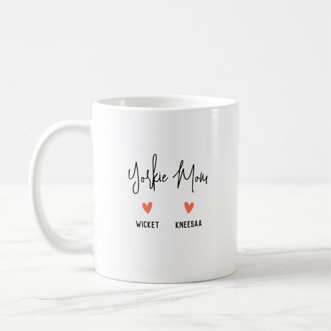Personalize It! Yorkie Mom 2 Heart Name Coffee Mug (Left)