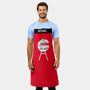 Personalize It's Always Grill Time Funny BBQ Chef Apron
