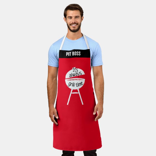 Personalize It's Always Grill Time Funny BBQ Chef Apron (Worn)
