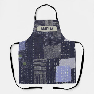 Personalize Japanese sashiko resembling pattern Apron