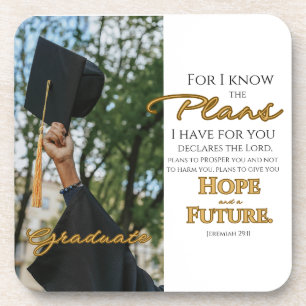 Personalize Jeremiah 29:11 Grad Cap Scripture Coaster
