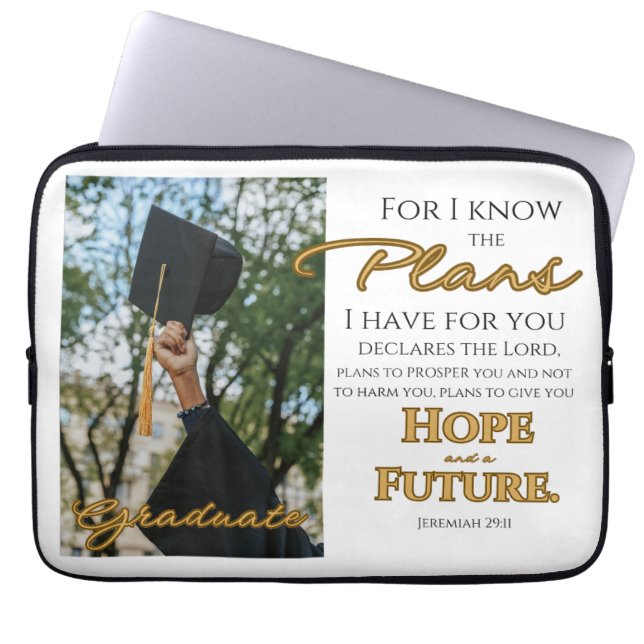 Personalize Jeremiah 29:11 Grad Cap Scripture Laptop Sleeve (Front)