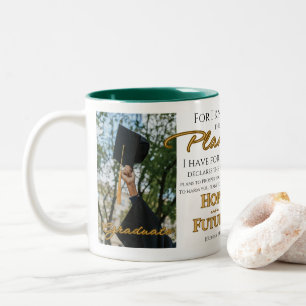 Personalize Jeremiah 29:11 Grad Cap Scripture Two-Tone Coffee Mug
