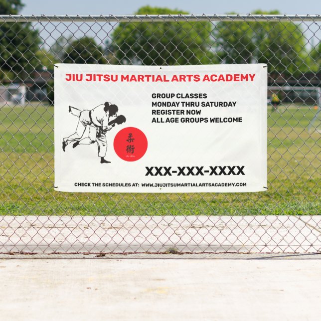 Personalize Jiu Jitsu Martial Arts School Business Banner (Insitu)