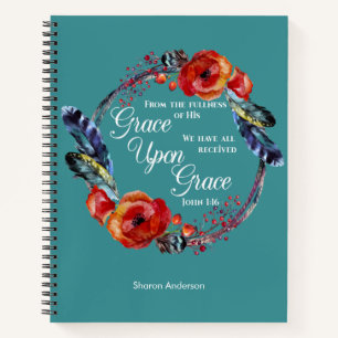 Personalize John 1:16 Grace Upon Grace Scripture Notebook