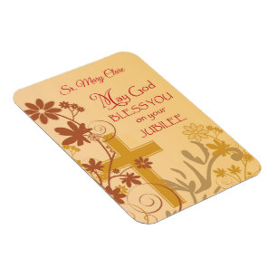 Personalize, Jubilee Anniversary Nun Cross, Swirls Magnet