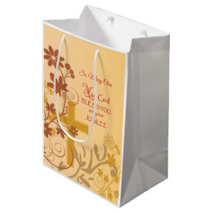 Personalize, Jubilee Anniversary Nun Cross, Swirls Medium Gift Bag