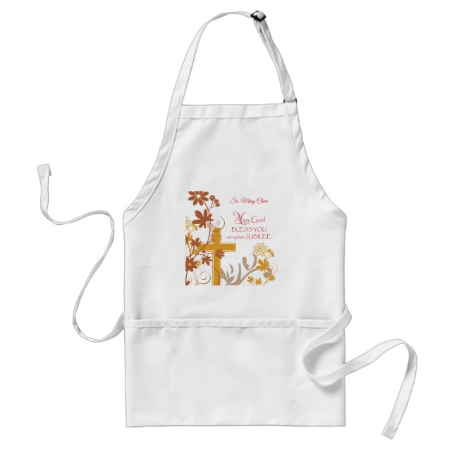 Personalize, Jubilee Anniversary Nun Cross, Swirls Standard Apron (Front)