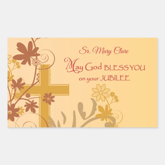 Personalize, Jubilee Anniversary Nun Cross, Swirls Sticker (Front)