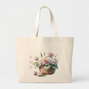 Personalize July Water Lily Tote Bag
