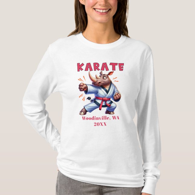 Personalize Karate Practitioner Location Date Name T-Shirt (Front)