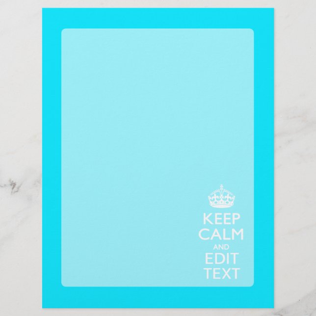 Personalize Keep Calm Your Text Turquoise Accent (Front)