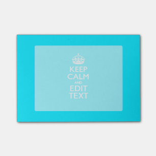 Personalize Keep Calm Your Text Turquoise Blue Post-it Notes
