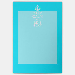Personalize Keep Calm Your Text Turquoise Blue Post-it Notes