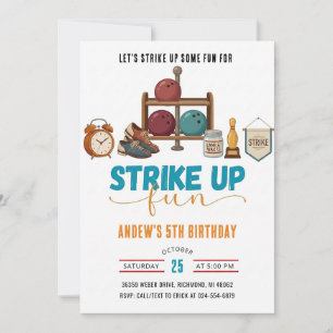 Personalize Kids bowling Birthday party  Invitation