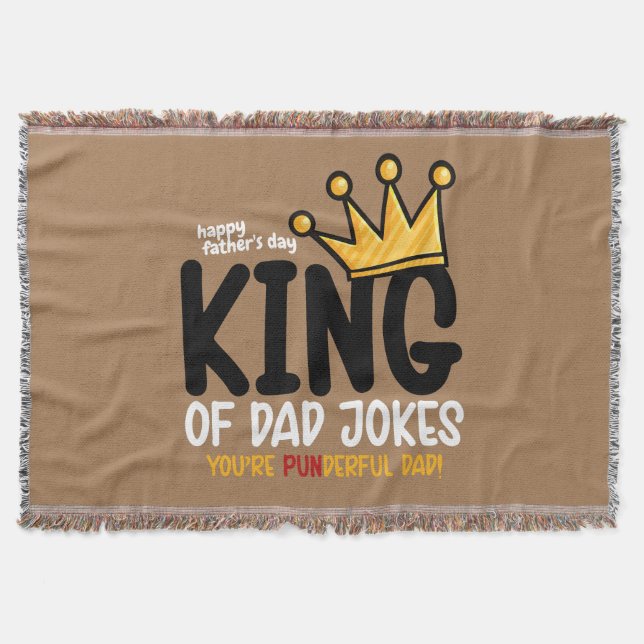 Personalize King of Dad Jokes Throw Blanket (Front)