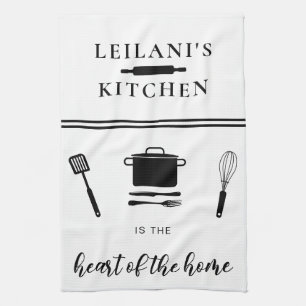 Personalize Kitchen Heart Home White Towel