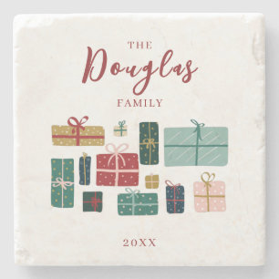 Personalize Kraft Family Christmas Gifts   Stone Coaster