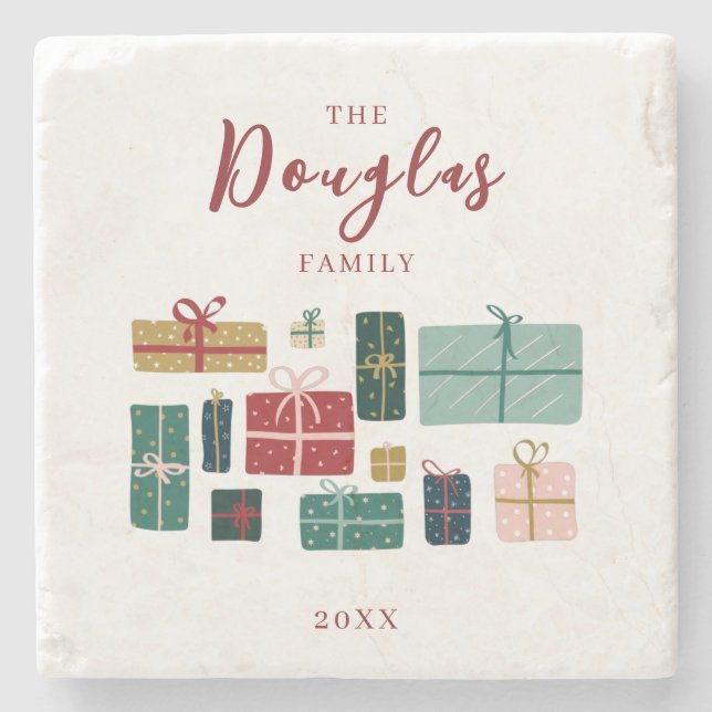 Personalize Kraft Family Christmas Gifts   Stone Coaster (Front)