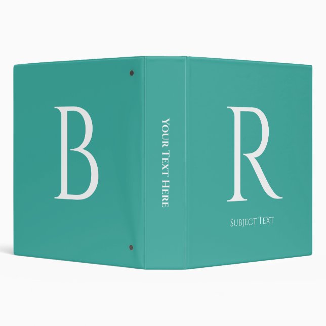 Personalize Large Wht Initials/Subject, Teal Binder (Background)