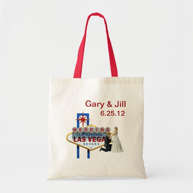 Personalize Las Vegas Wedding Bag, Bride & Groom Tote Bag (Front)
