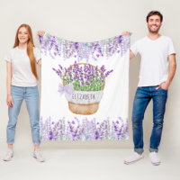 Personalize Lavender Floral Purple Green Basket