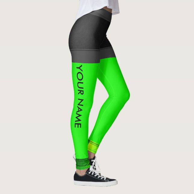Personalize Leggings Neon Green Running Pants (Right)