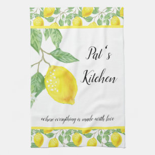 Personalize Lemon Pattern Kitchen Towel