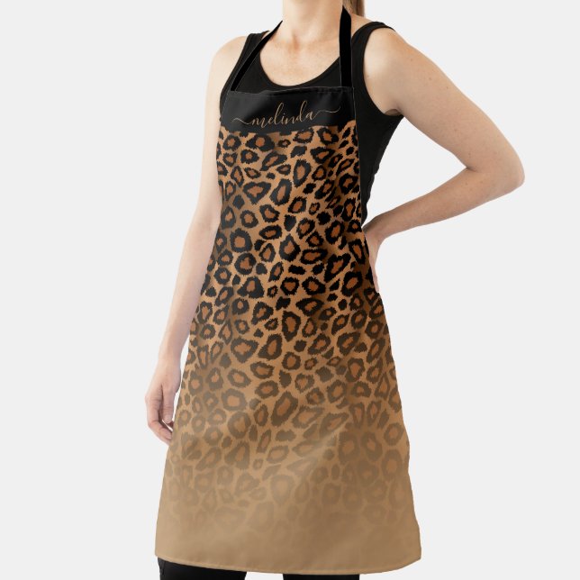 Personalize Leopard Ombre Animal Print Apron (Insitu)