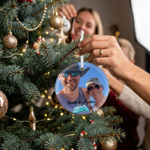 Personalize LET IT SNOW Photo Glass Ornament