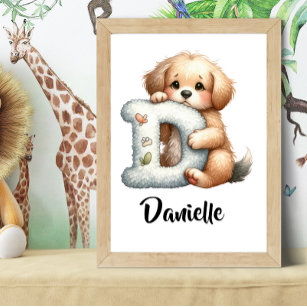 Personalize Letter D Monogram Name Nursery Kids Poster