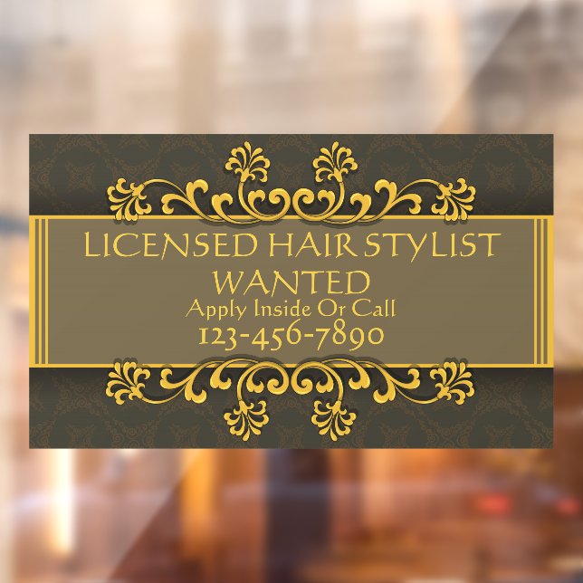 Personalize Licensed Hair Stylist Wanted Salon Window Cling (Sheet 2)