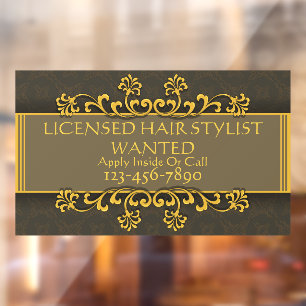 Personalize Licensed Hair Stylist Wanted Salon Window Cling