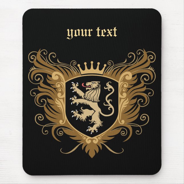Personalize Lion Crest [dark] Mouse Pad (Front)