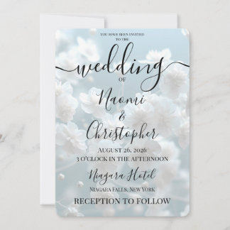 PERSONALIZE: Little White Flowers Blue Wedding Invitation