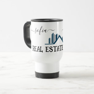 Personalize Logo Real Estate Agent Small Business Travel Mug