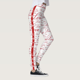 Personalize: "Love " Red Valentine's Typography Leggings