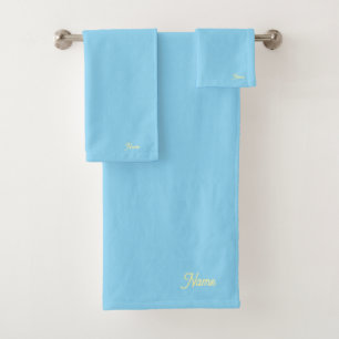 Personalize Lt Blue + Yellow Gift Personal      Bath Towel Set