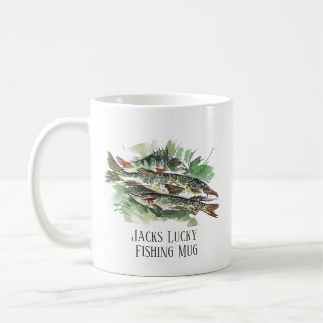Personalize Lucky Fishing Mug | Pike and Perch (Left)